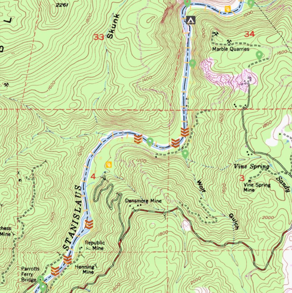 Location map for Wolf Gulch, which helped form Sierra Club Rapid The